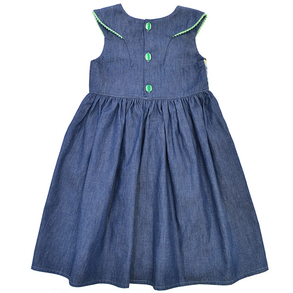 Girls Dress | Denim and Emerald