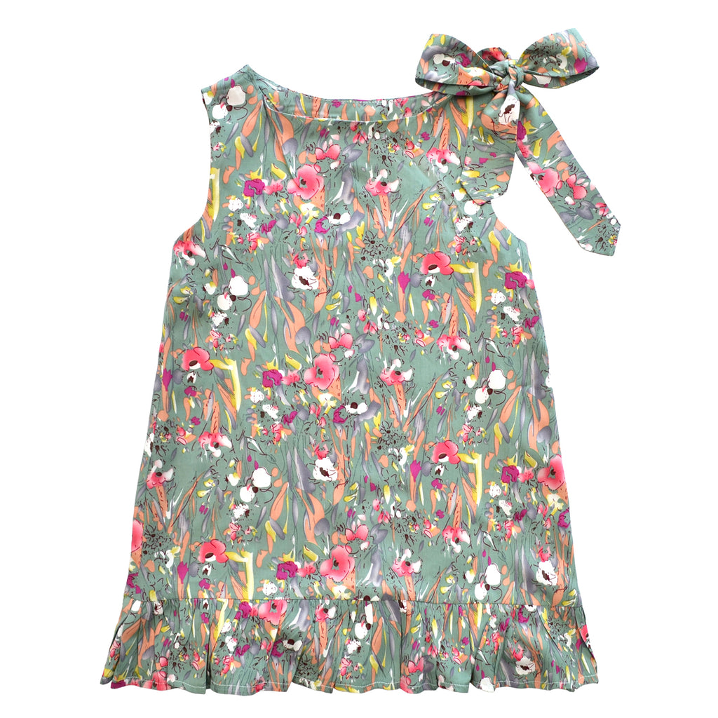 Girls Dress | Mint Floral Flounce