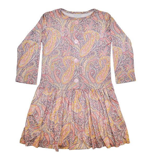 Girls Winter Dress | Apricot Paisley