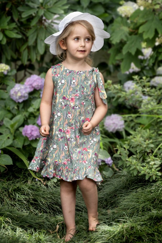 Girls Dress | Mint Floral Flounce