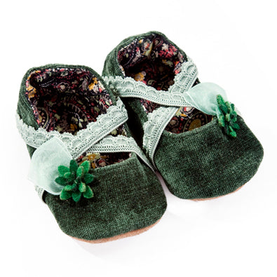 Pumps / Girls - Green Velvet Ballet