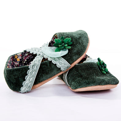 Pumps / Girls - Green Velvet Ballet