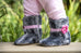 Girls - Grey Fur with Pink Flower