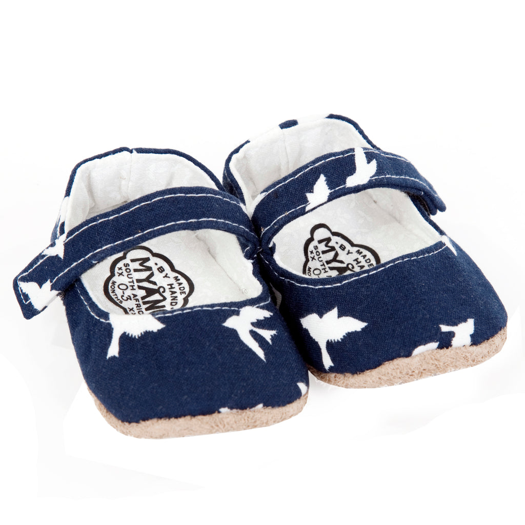 Mary Jane / Girls - Navy with Birds