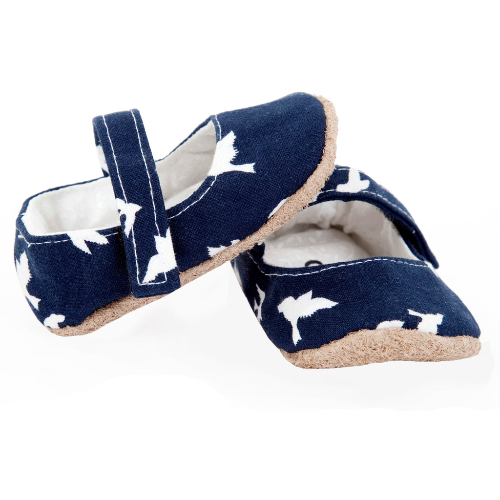 Mary Jane / Girls - Navy with Birds