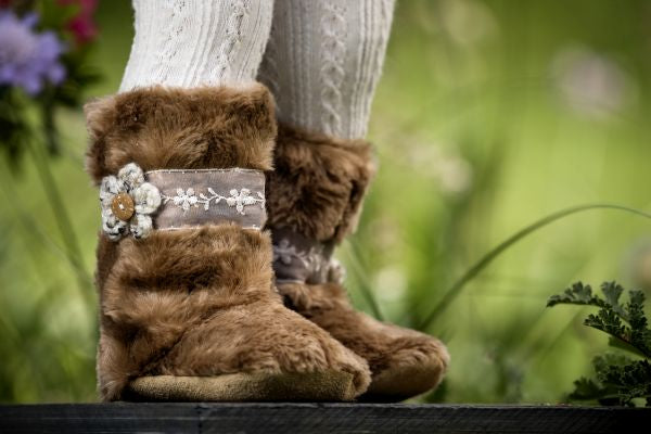 Girls - Fawn Fur Lace and Flower