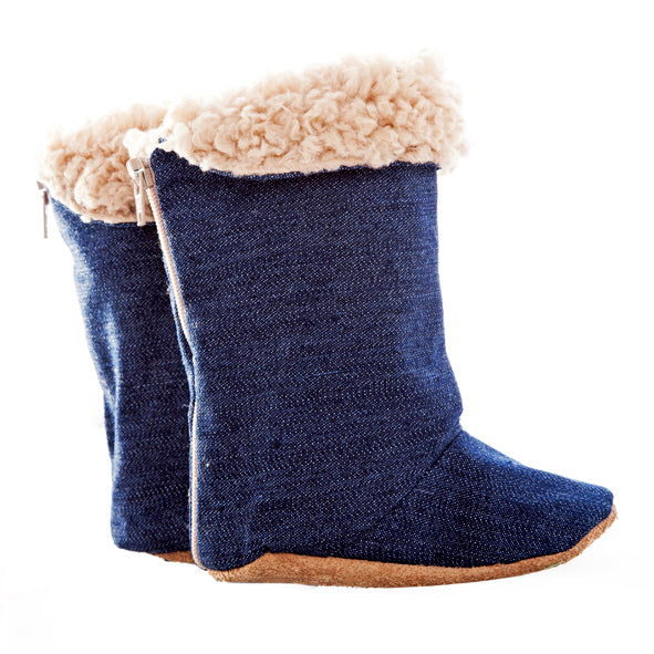Unisex - Denim and Beige Sheepskin