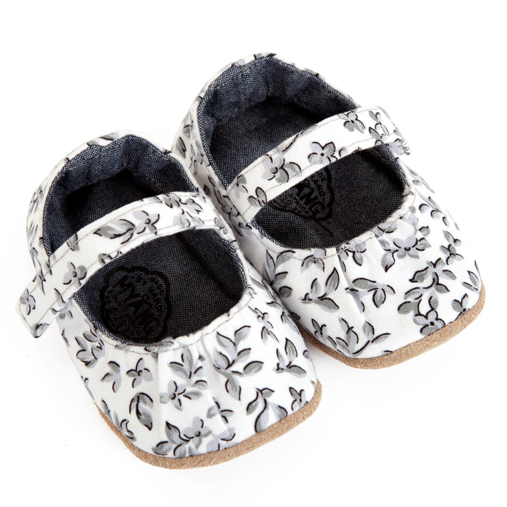 Mary Jane / Girls - White and Black Floral