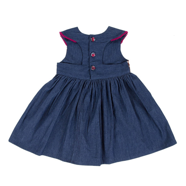 Girls Dress | Denim and Blue Wax Cloth