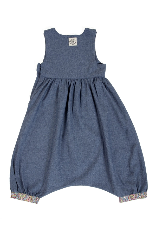 Girls Playsuit | Denim and Paisley