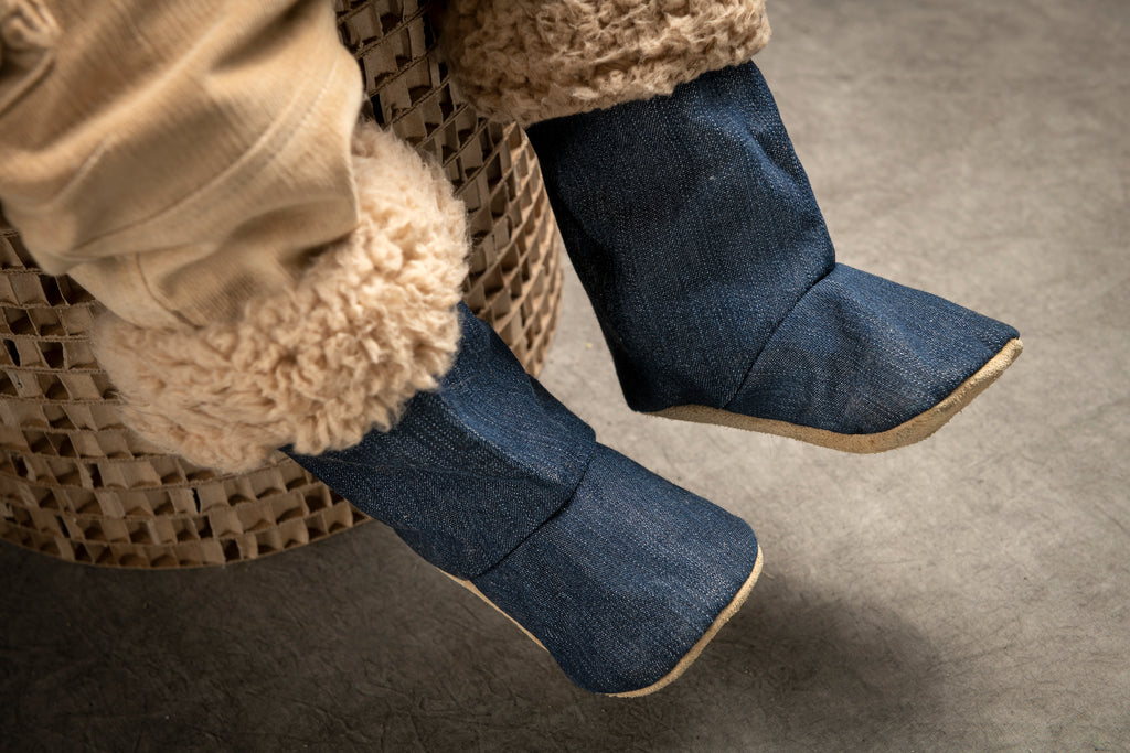 Unisex - Denim and Beige Sheepskin