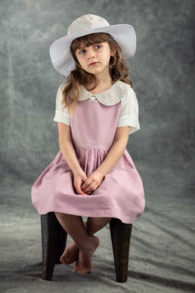 Girls Blouse | Cream and Pink Fish Swirl Collar
