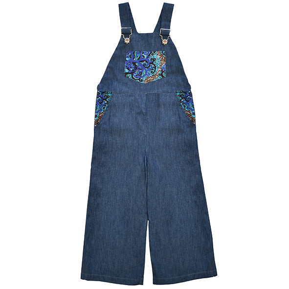 Dungarees / Unisex - Denim and Blue Tree Wax Print