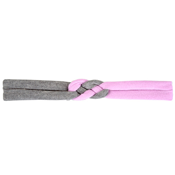 Knotted Headband / Girls - Pink and Grey