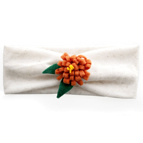 Headband / Girls - Cream and Orange Flower