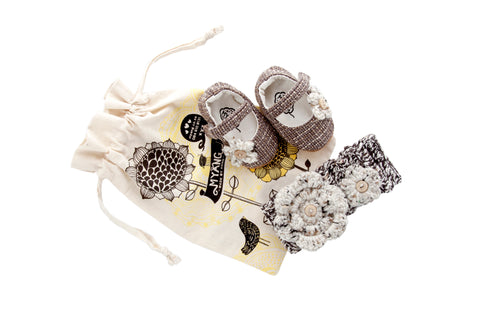 Sets / Girls - Tweed Mary Jane Shoes & Crochet Headband