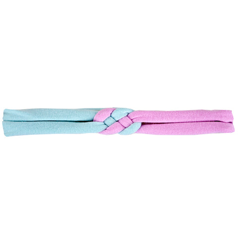 Knotted Headband / Girls - Sky Blue and Pink