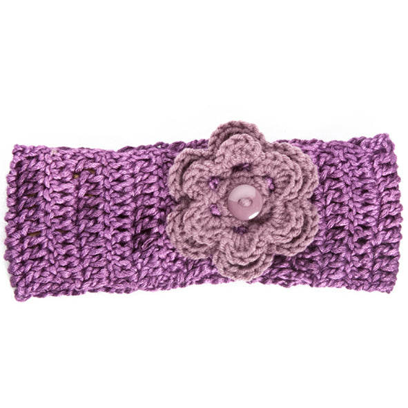 Winter Headband / Girls - Purple with Flower